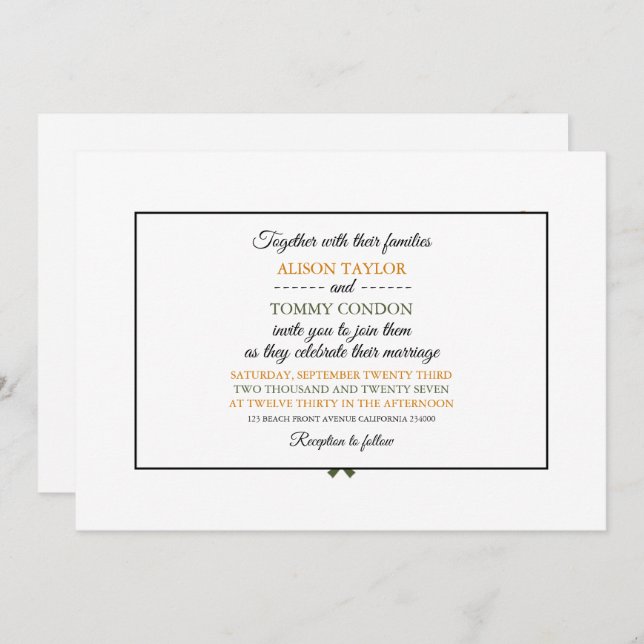 Cypriot Flag, Flag of Cyprus Wedding Invitation (Front/Back)