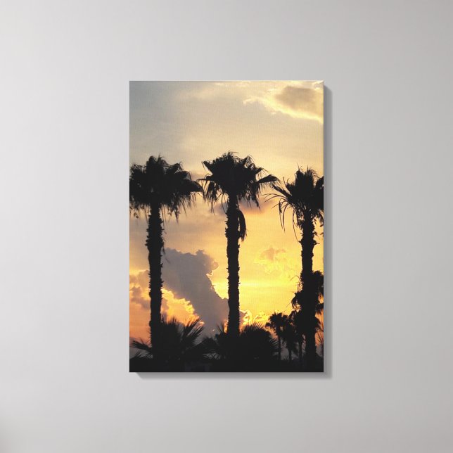 Cypriot Limassol Sunset – Mediterranean Palm Trees Canvas Print (Front)