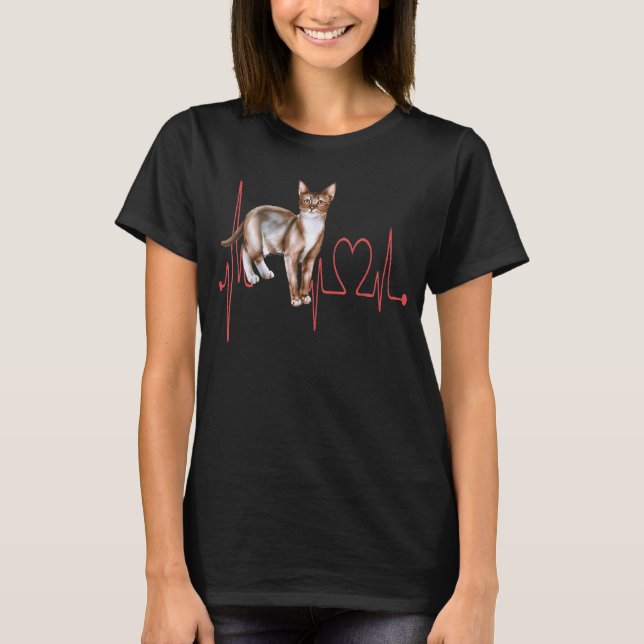 Cyprus Cat Heartbeat EKG Cat Mom Cat Dad Cat Lover T-Shirt (Front)