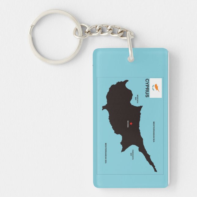 Cyprus country political map flag keychain (Front)