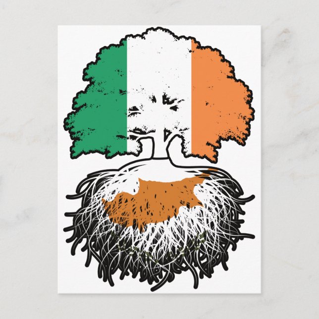 Cyprus Cypriot Irish Ireland Tree Roots Flag Postcard (Front)