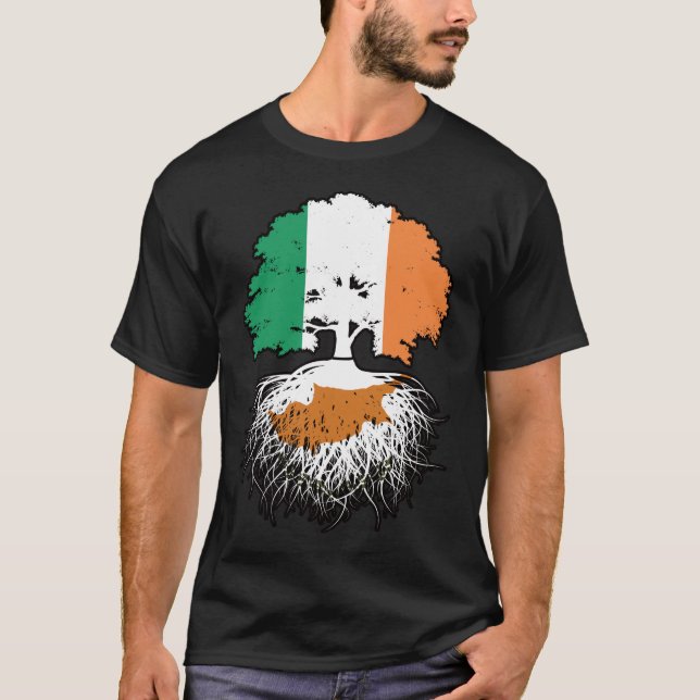 Cyprus Cypriot Irish Ireland Tree Roots Flag T-Shirt (Front)