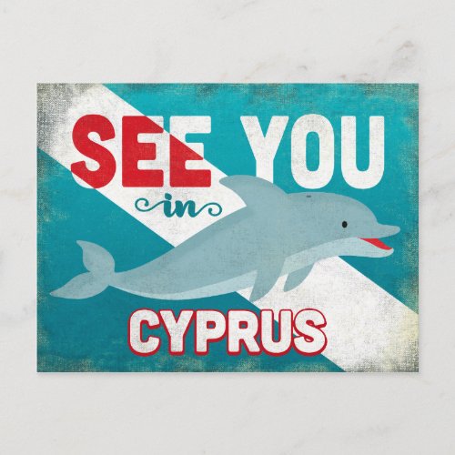 Cyprus Dolphin _ Retro Vintage Travel Postcard