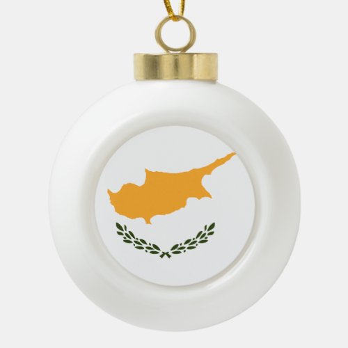 Cyprus Flag Ceramic Ball Christmas Ornament
