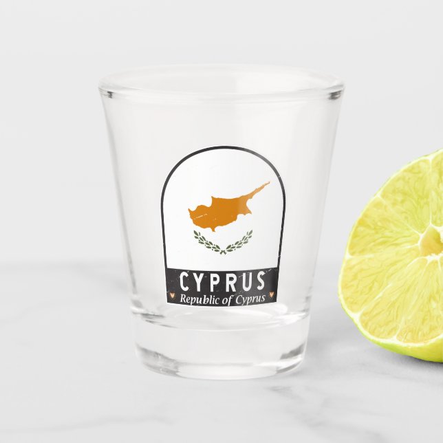 Cyprus Flag Emblem Distressed Vintage Shot Glass (Front)