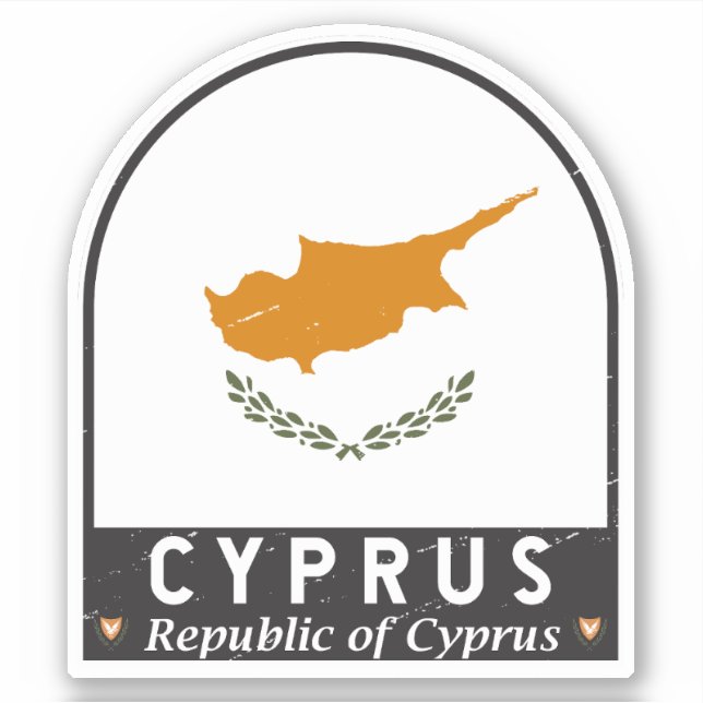 Cyprus Flag Emblem Distressed Vintage Sticker (Front)