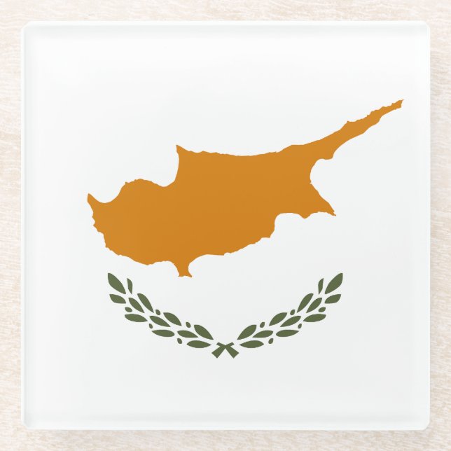 Cyprus Flag Glass Coaster (Front)