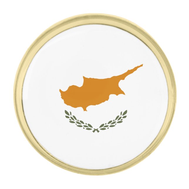 Cyprus Flag Gold Finish Lapel Pin (Front)