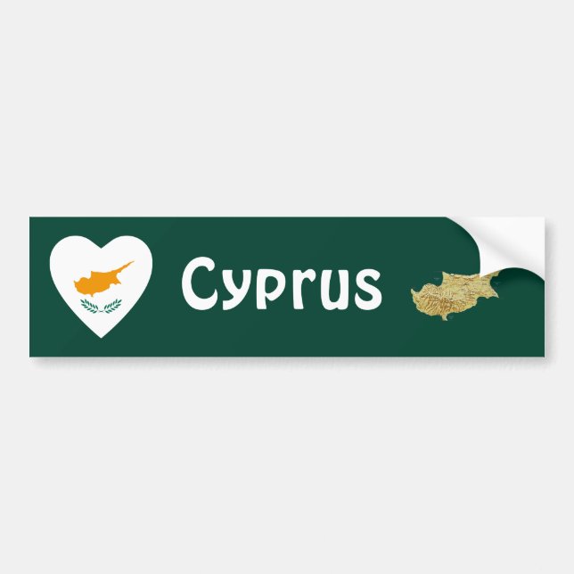 Cyprus Flag Heart + Map Bumper Sticker (Front)