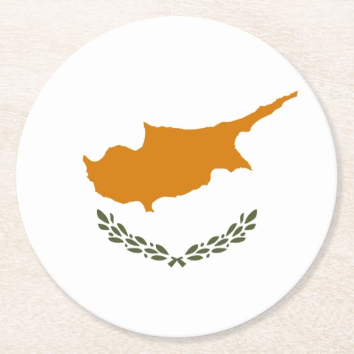 Cyprus Flag Round Paper Coaster
