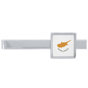 Cyprus Flag Silver Finish Tie Bar