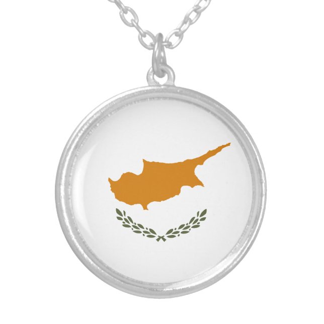 Cyprus Flag Silver Plated Necklace (Front)