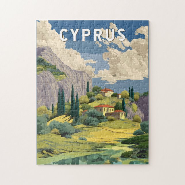 Cyprus Illustration Travel Art Vintage Jigsaw Puzzle (Vertical)