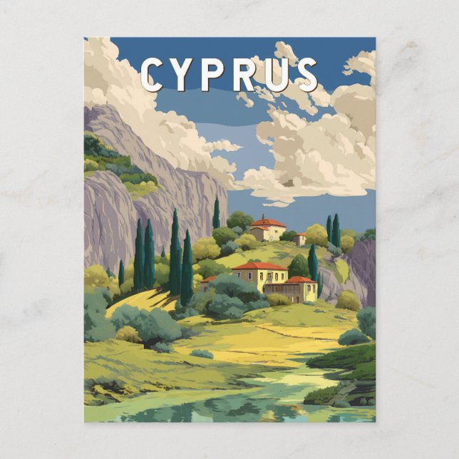Cyprus Illustration Travel Art Vintage Postcard (Front)