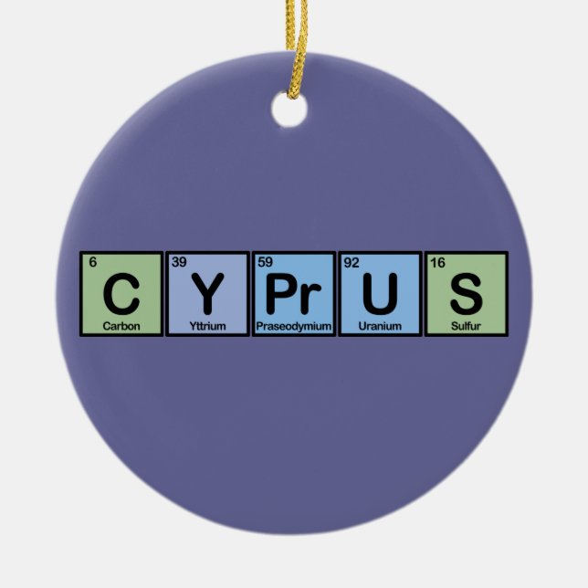 Cyprus made of Elements Ceramic Ornament (Front)