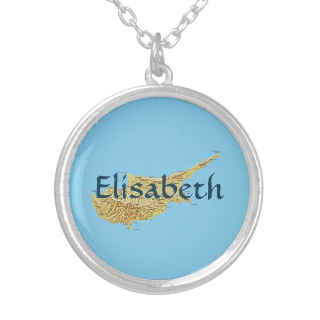 Cyprus Map + Name Necklace (Front)