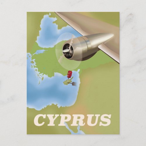 Cyprus map vintage travel poster postcard