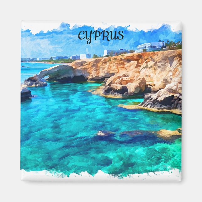 Cyprus Mediterranean Landscape Travel Magnet (Front)