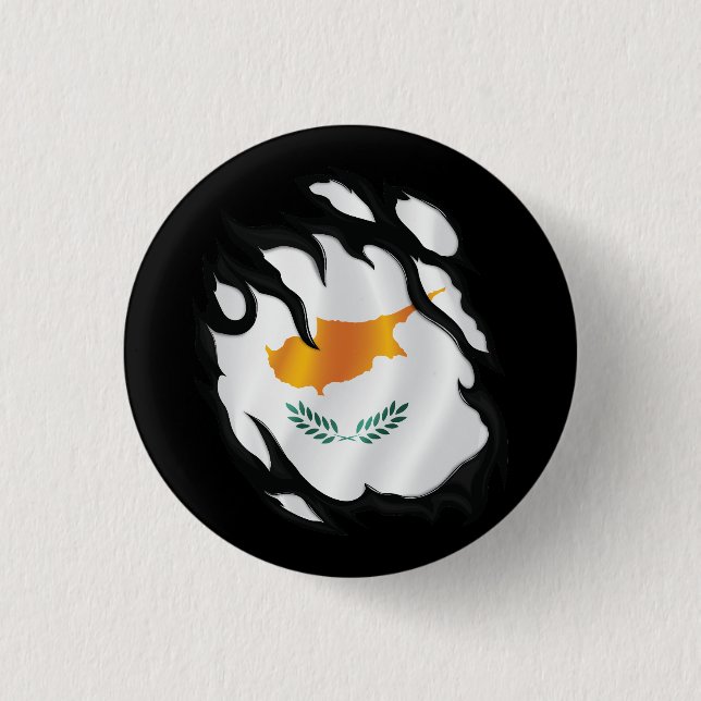 Cyprus Ripped Flag Button (Front)