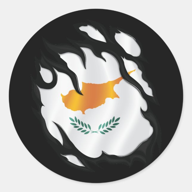 Cyprus Ripped Flag Classic Round Sticker (Front)