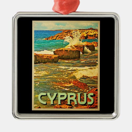 Cyprus Rocky Shore Metal Ornament