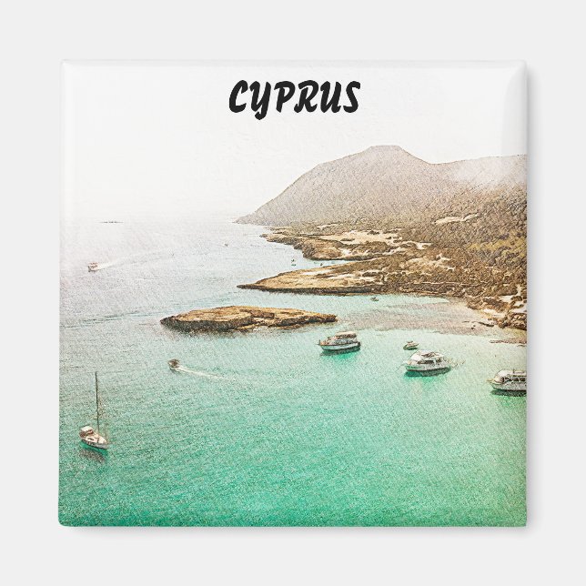 Cyprus Scenery Travel Illustration Magnet (Front)