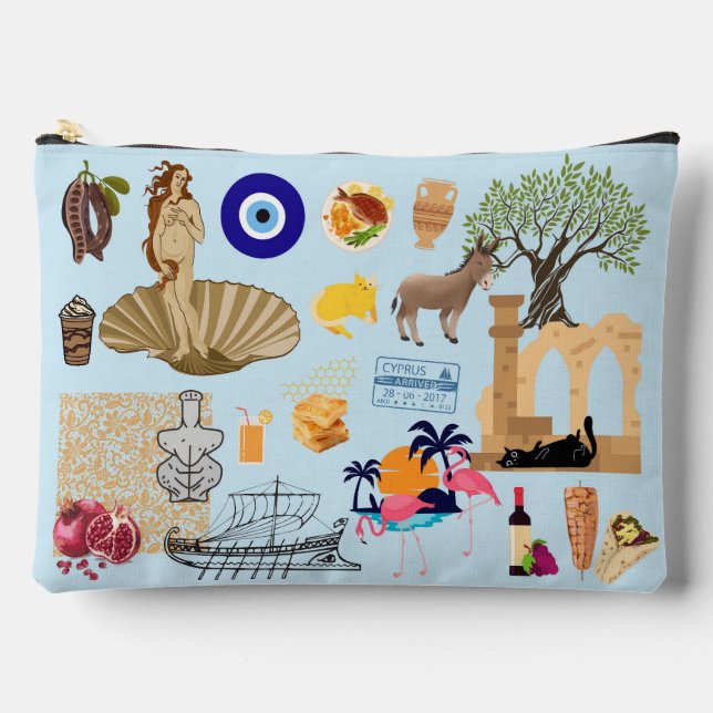 Cyprus Symbols Travel Lovers Accessory Pouch (Front)