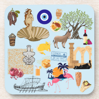 Cyprus Symbols Travel Lovers Beverage Coaster