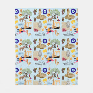 Cyprus Symbols Travel Lovers Fleece Blanket