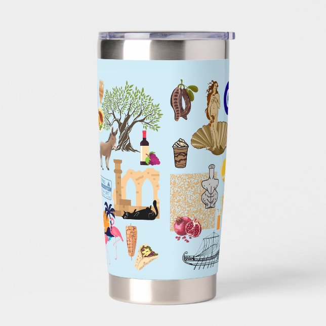  Cyprus Symbols Travel Lovers Insulated Tumbler (Left)