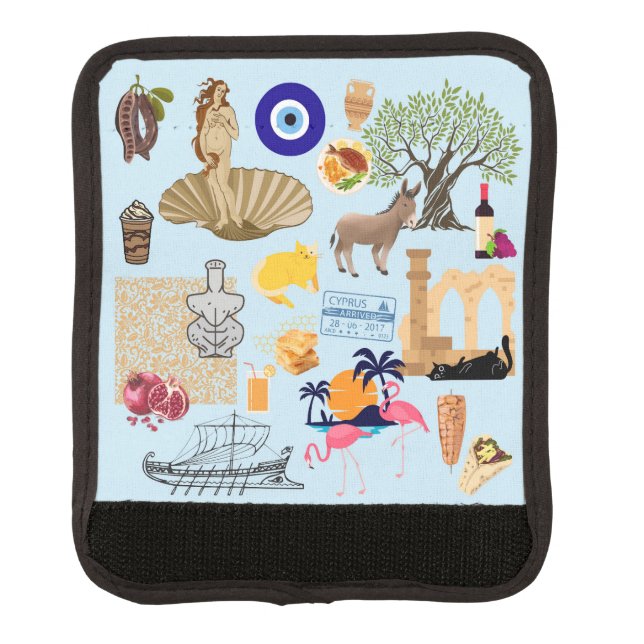 Cyprus Symbols Travel Lovers Luggage Handle Wrap (Front)