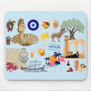 Cyprus Symbols Travel Lovers Mouse Pad