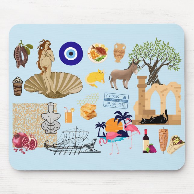 Cyprus Symbols Travel Lovers Mouse Pad (Front)