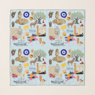 Cyprus Symbols Travel Lovers Scarf