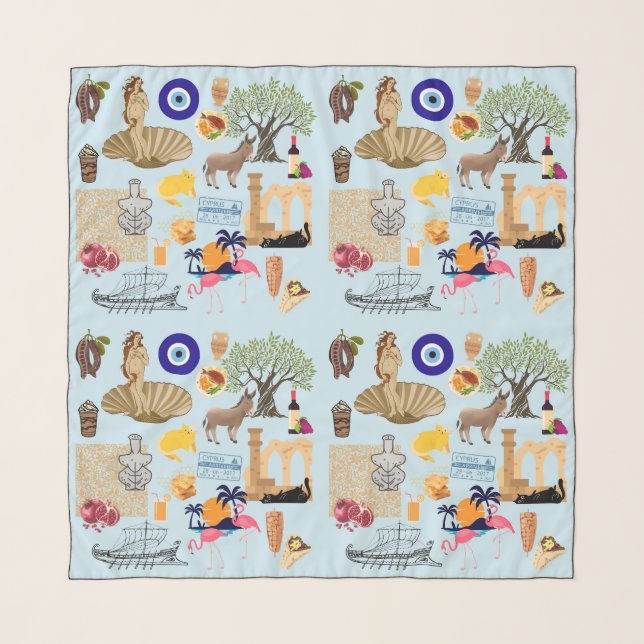 Cyprus Symbols Travel Lovers Scarf (Front)
