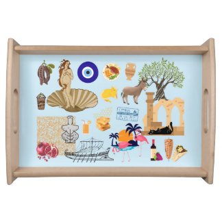 Cyprus Symbols Travel Lovers Serving Tray