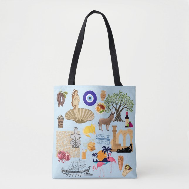 Cyprus Symbols Travel Lovers Tote Bag (Front)