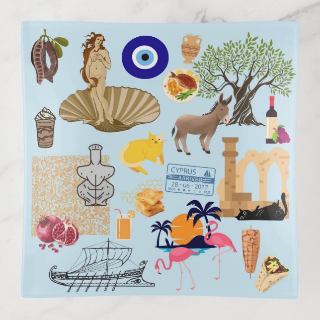 Cyprus Symbols Travel Lovers Trinket Tray (Front)