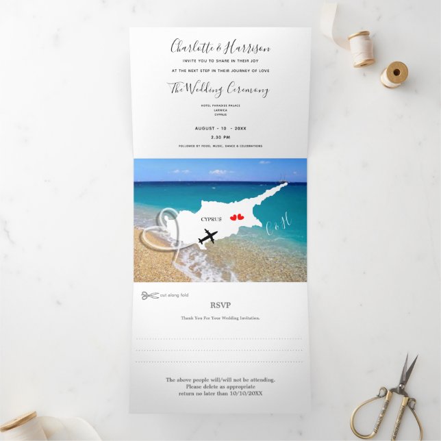 Cyprus Wedding Destination Wedding Tri-Fold Invitation (Inside)