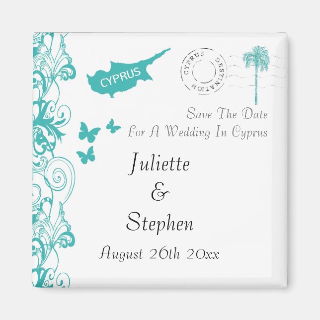 Cyprus Wedding Save The Date Magnet (Front)
