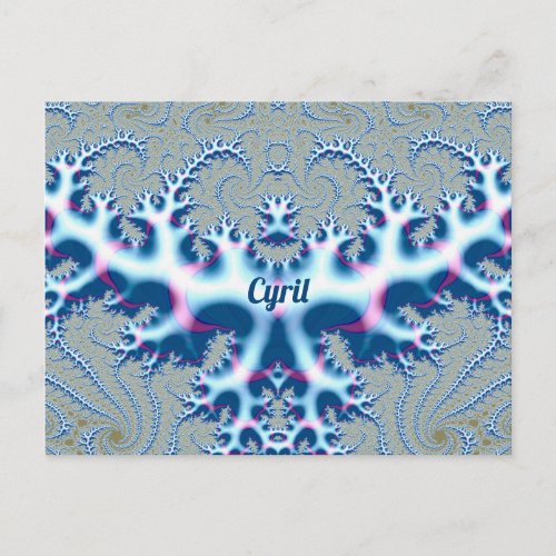 CYRIL Icy White and Blue 3D Fractal Design    Postcard