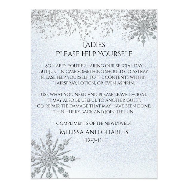 Cyrstal Snowflakes Wedding Basket Sign Invitation