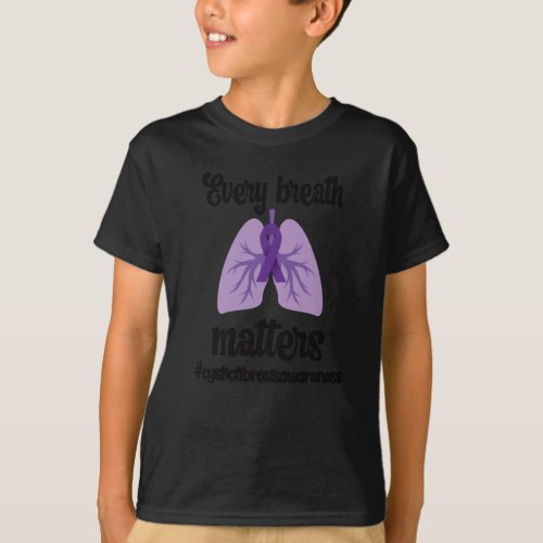 Cystic Fibrosis Awareness CF Warrior Purple Ribbon T_Shirt
