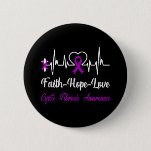 Cystic Fibrosis Awareness Heartbeat Christian Cros Button