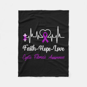Cystic Fibrosis Awareness Heartbeat Christian Cros Fleece Blanket