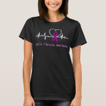 Cystic Fibrosis Awareness Heartbeat Support Purple T-Shirt