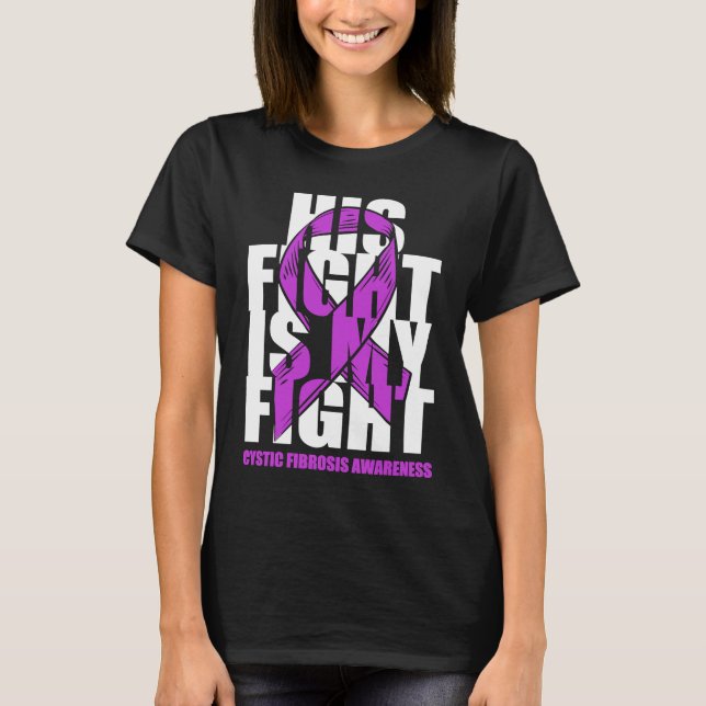 Cystic Fibrosis Awareness Month Purple Ribbon His  T-Shirt (Front)