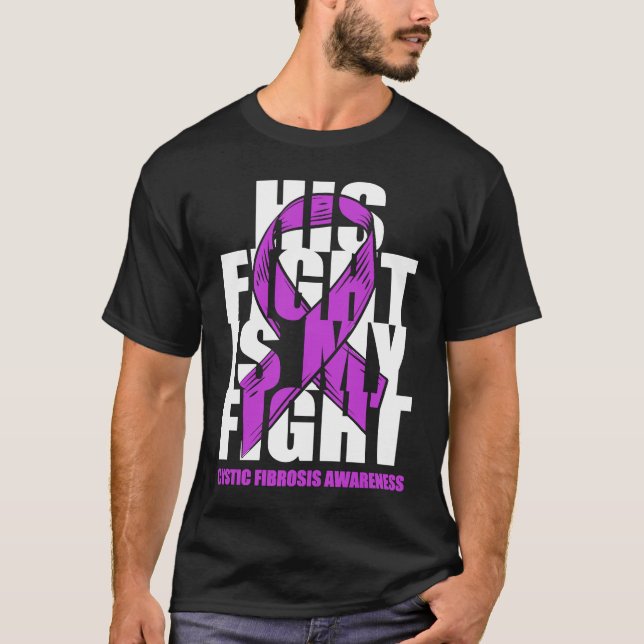Cystic Fibrosis Awareness Month Purple Ribbon His  T-Shirt (Front)