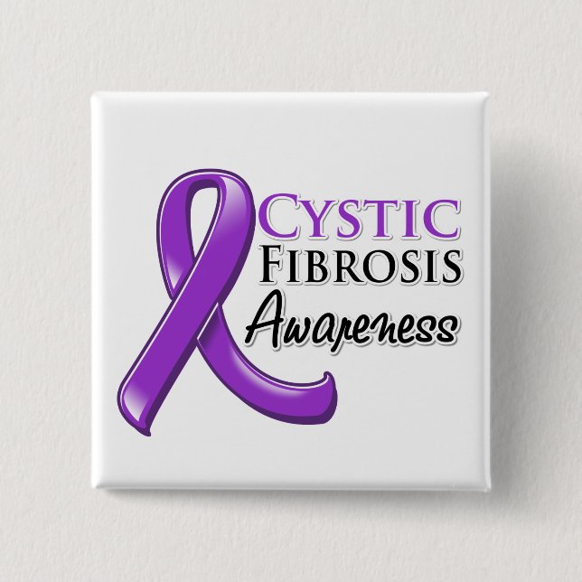 Cystic Fibrosis Awareness Ribbon Button (Front)