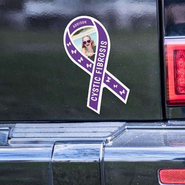 Cystic Fibrosis Awareness Ribbon Name & Photo Car Magnet (Creator Uploaded)